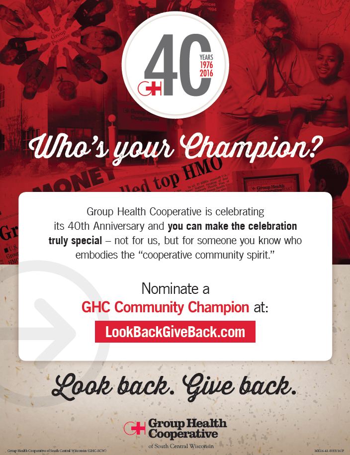 40th anniversary look back give back campaign poster